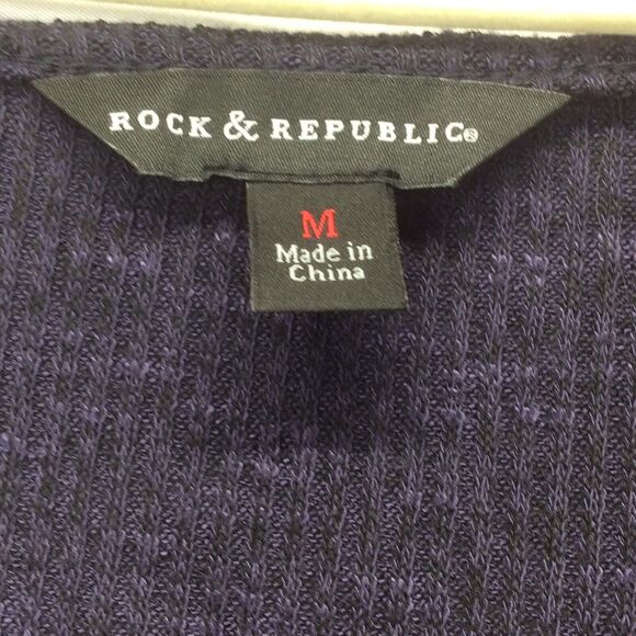 Rock & Republic Faux Wrap Top Women’s Size M Villan Violet Long Sleeve V-Neck - Picture 2 of 5